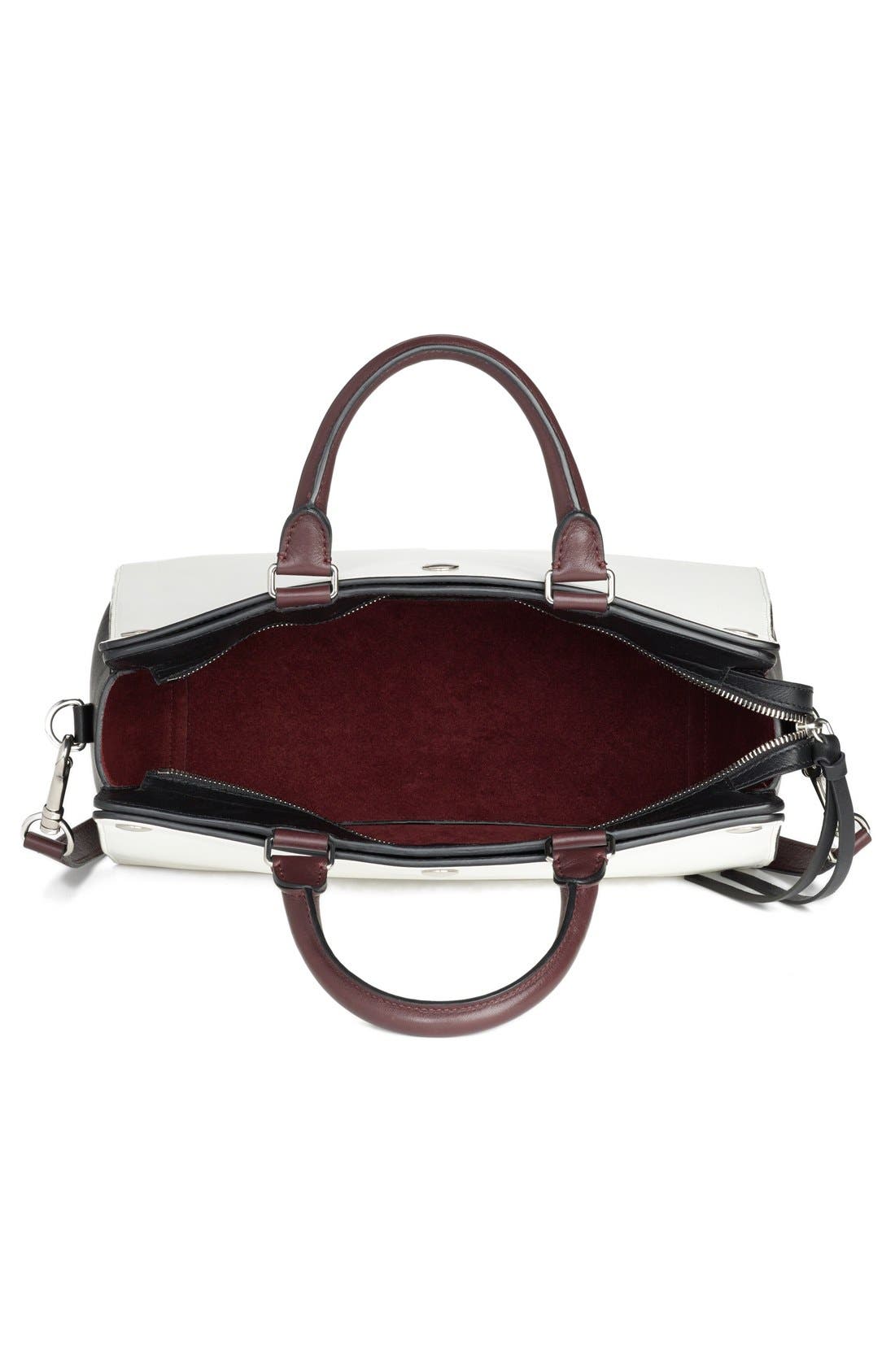 'Chester' Leather Satchel, Alternate, color, WHITE/BLACK/OXBLOOD