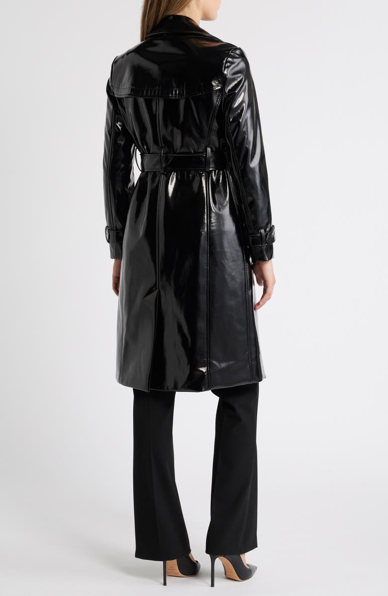 Anne Klein Patent Leather Trench Coat, Alternate, color,