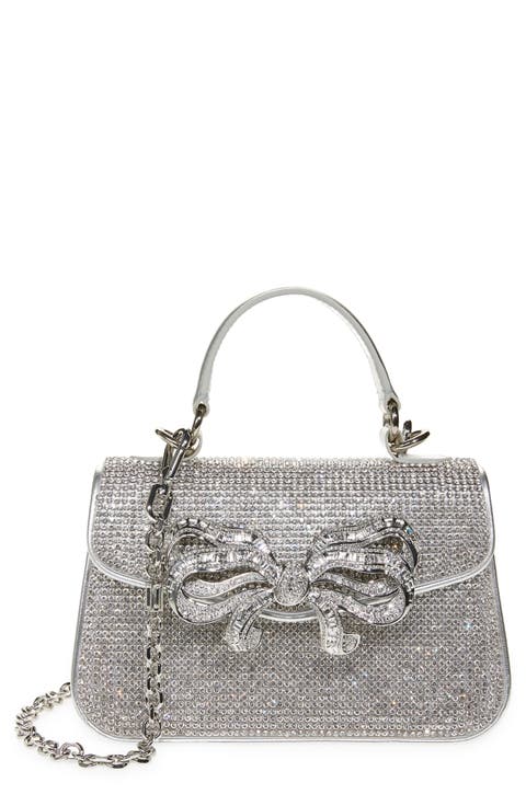 Crystal Bow Top Handle Bag