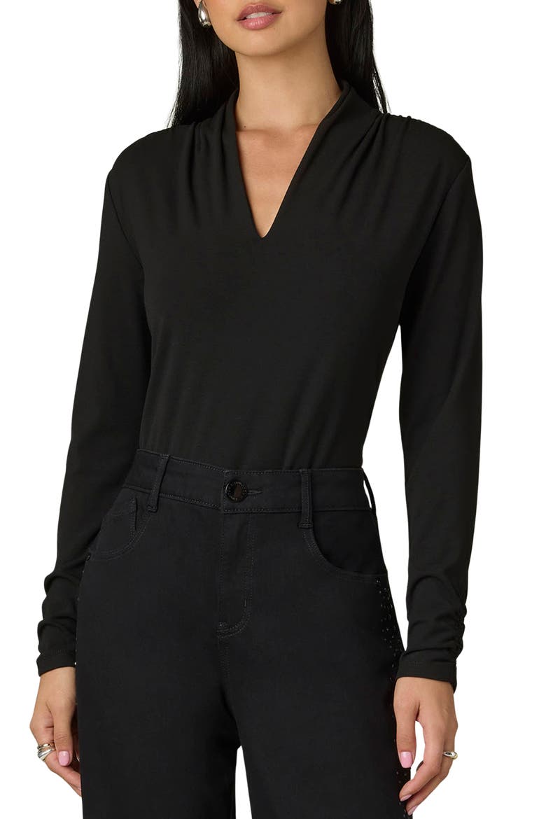 Shawl Neck Knit Top, Main, color, BLACK