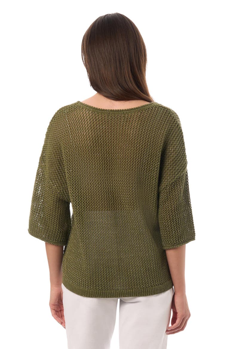 Mesh Elbow Sleeve Sweater, Alternate, color, Summer Olive