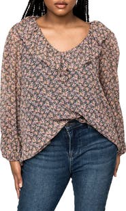 GIBSONLOOK Gigi V-Neck Long Sleeve Floral Top