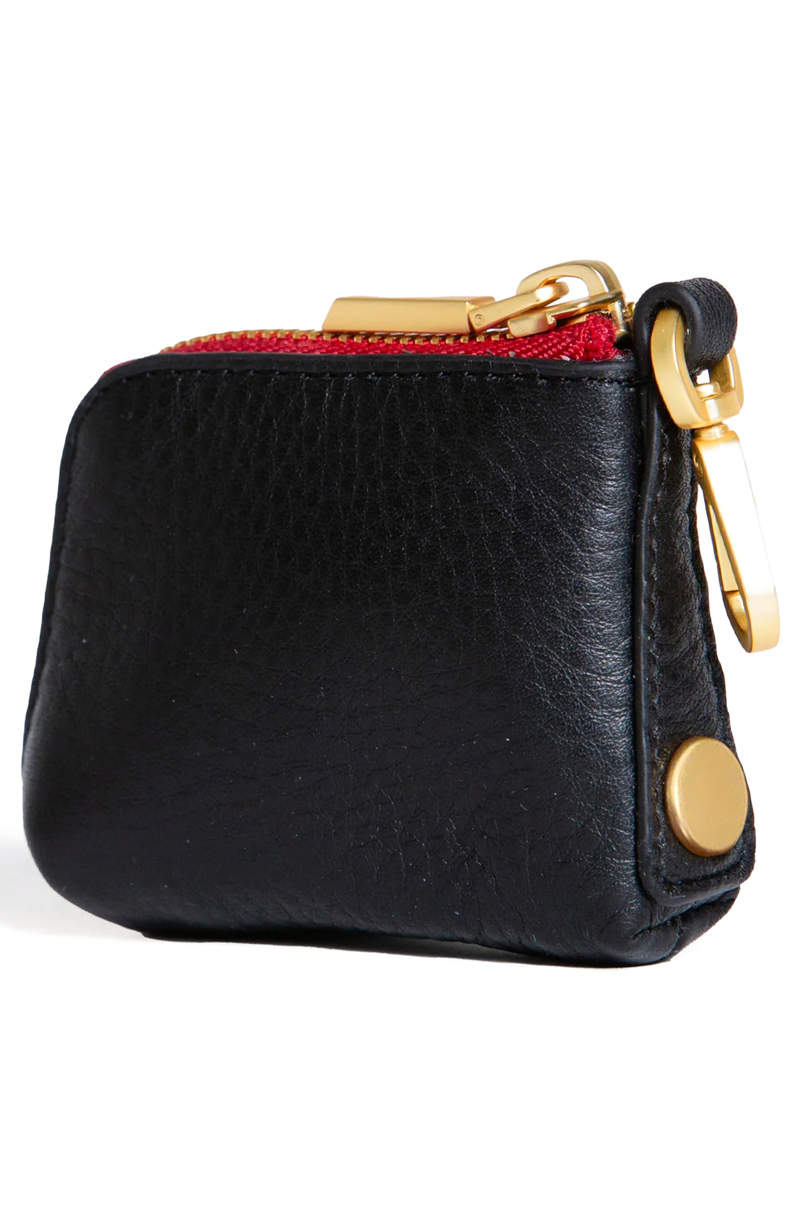 Syd Pouch, Alternate, color, BLACK/ BRUSHED GOLD RED ZIP