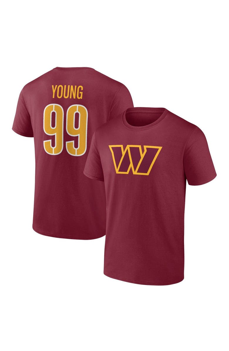 FANATICS Men's Fanatics Branded Chase Young Burgundy Washington Commanders Player Icon Name & Number T-Shirt, Main, color, 