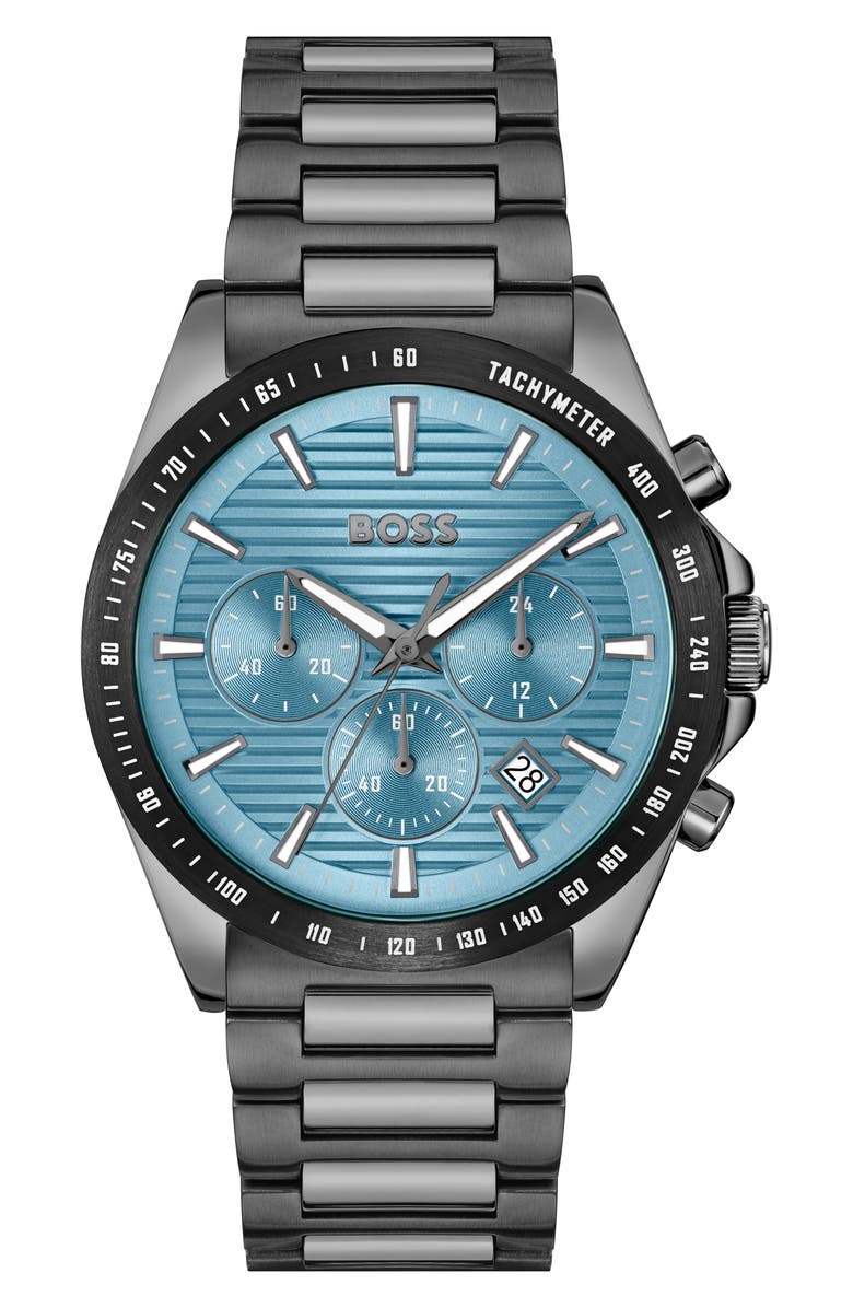 BOSS Strike Chronograph Bracelet Watch, 41mm, Main, color, Turquoise