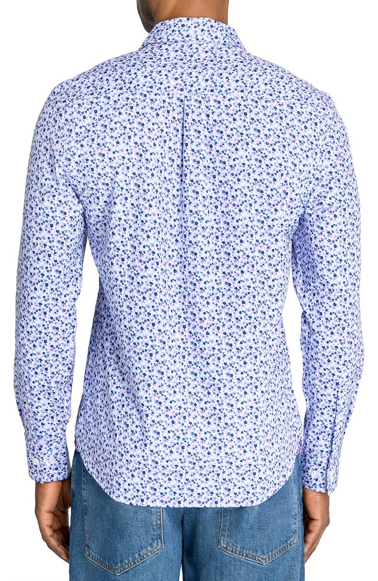 CONSTRUCT Slim Fit Ditsy Floral Recycled 4-Way Stretch Performance Long Sleeve Shirt, Alternate, color, Lilac