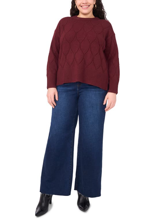 Vince Camuto Textured Crewneck Sweater In Burgundy