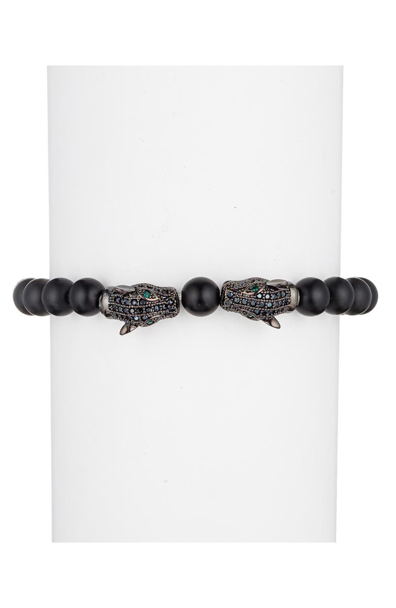 EYE CANDY LOS ANGELES Men's Leopard Head Beaded Bracelet, Alternate, color, 