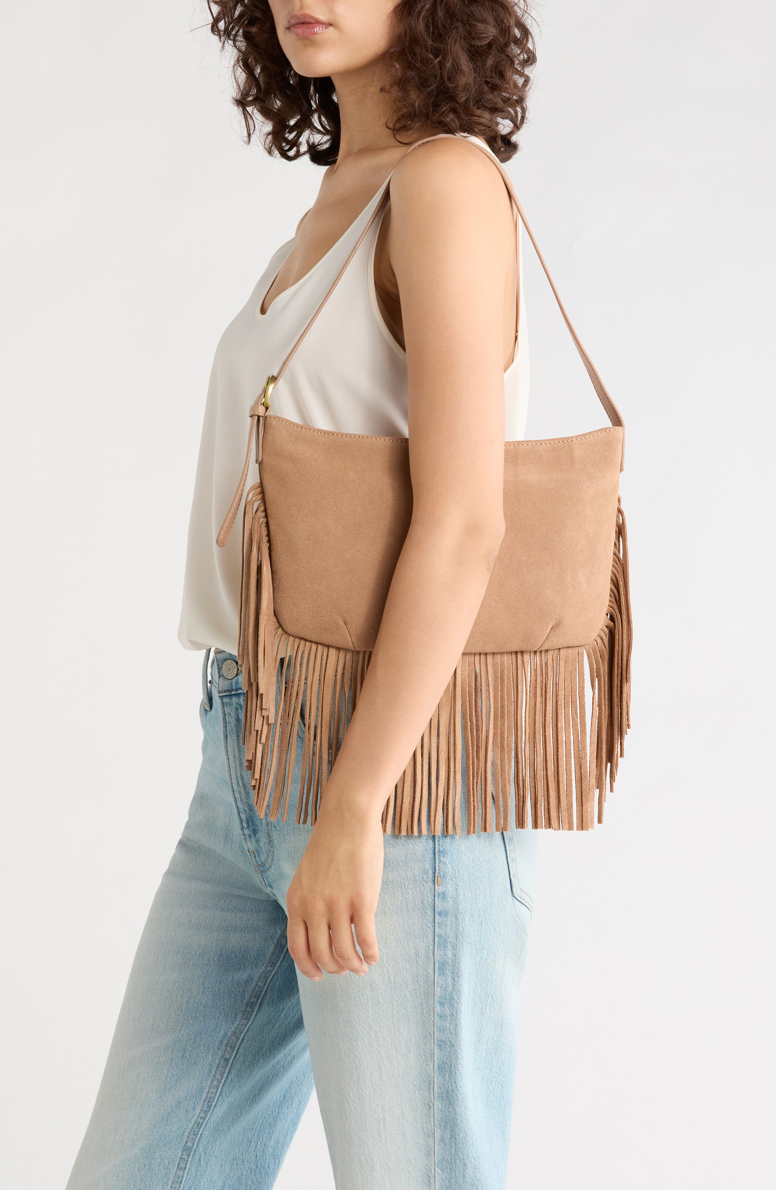 Ivy Fringe Suede Shoulder Bag, Alternate, color, TUSCANY SOFT COW SUEDE