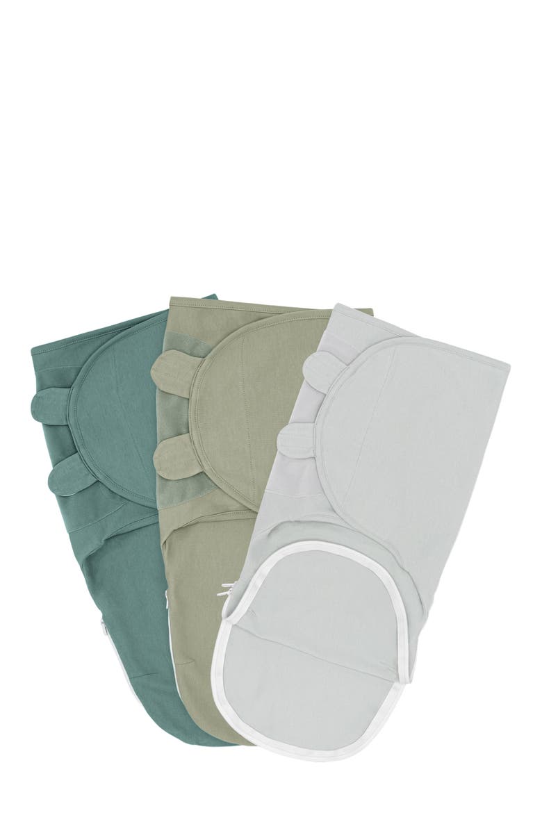 Comfy Cubs Easy Swaddle Blankets with Zipper, Main, color, Stone, Sage, Azul