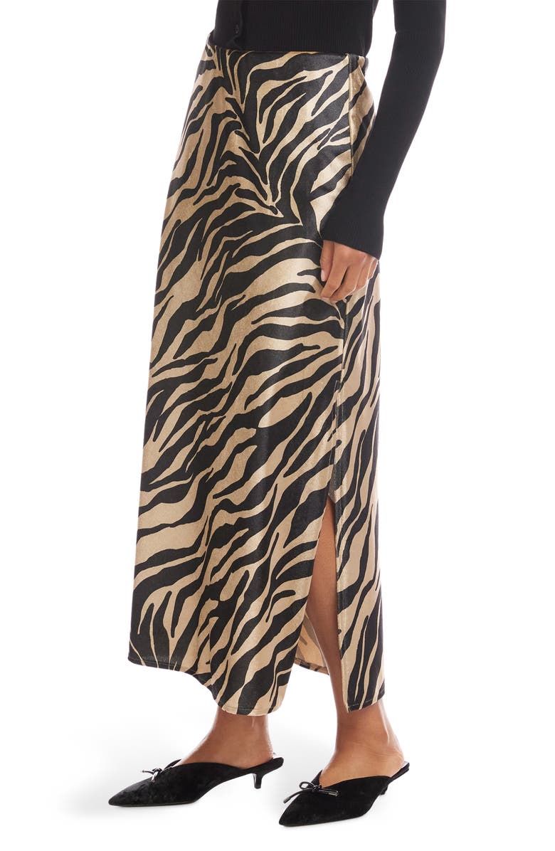 FIFTEEN TWENTY Evy Zebra Print Bias Cut Skirt, Alternate, color, Zebra