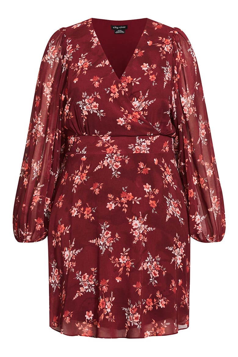 Mariella Long Sleeve Faux Wrap Dress, Alternate, color, RED PRINT