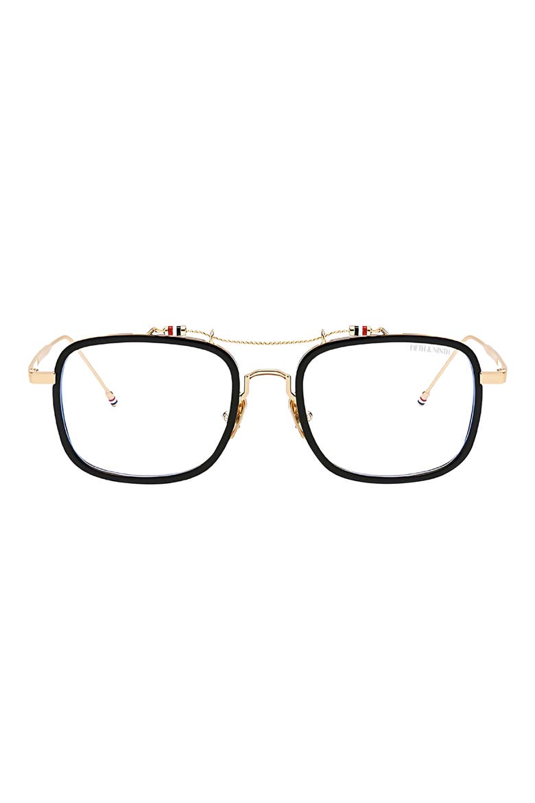 Mira 53mm Blue Light Blocking Aviator Glasses, Main, color, BLACK/ GOLD