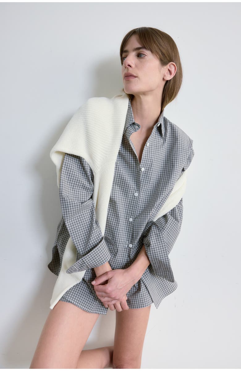 Almina Concept Oversized Cotton Shirt, Main, color, Grey Stripe