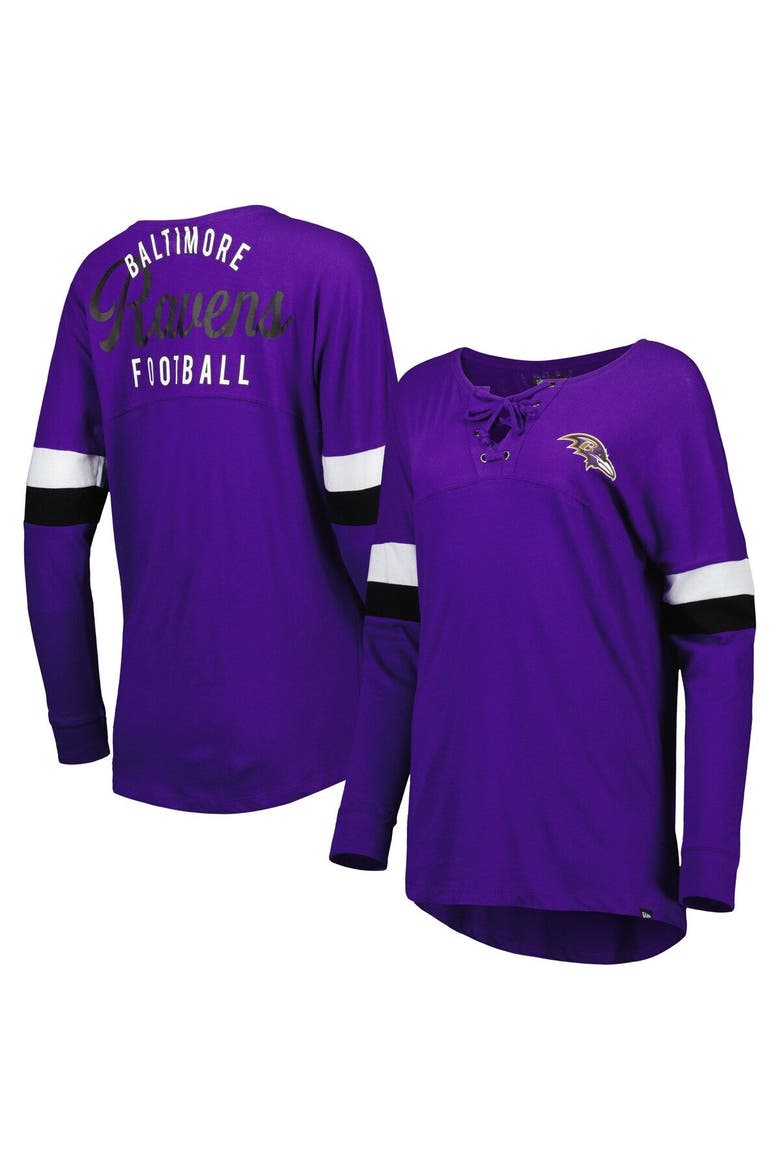 Women's New Era  Purple Baltimore Ravens Athletic Varsity Lightweight Lace-Up Long Sleeve T-Shirt, Main, color, Purple