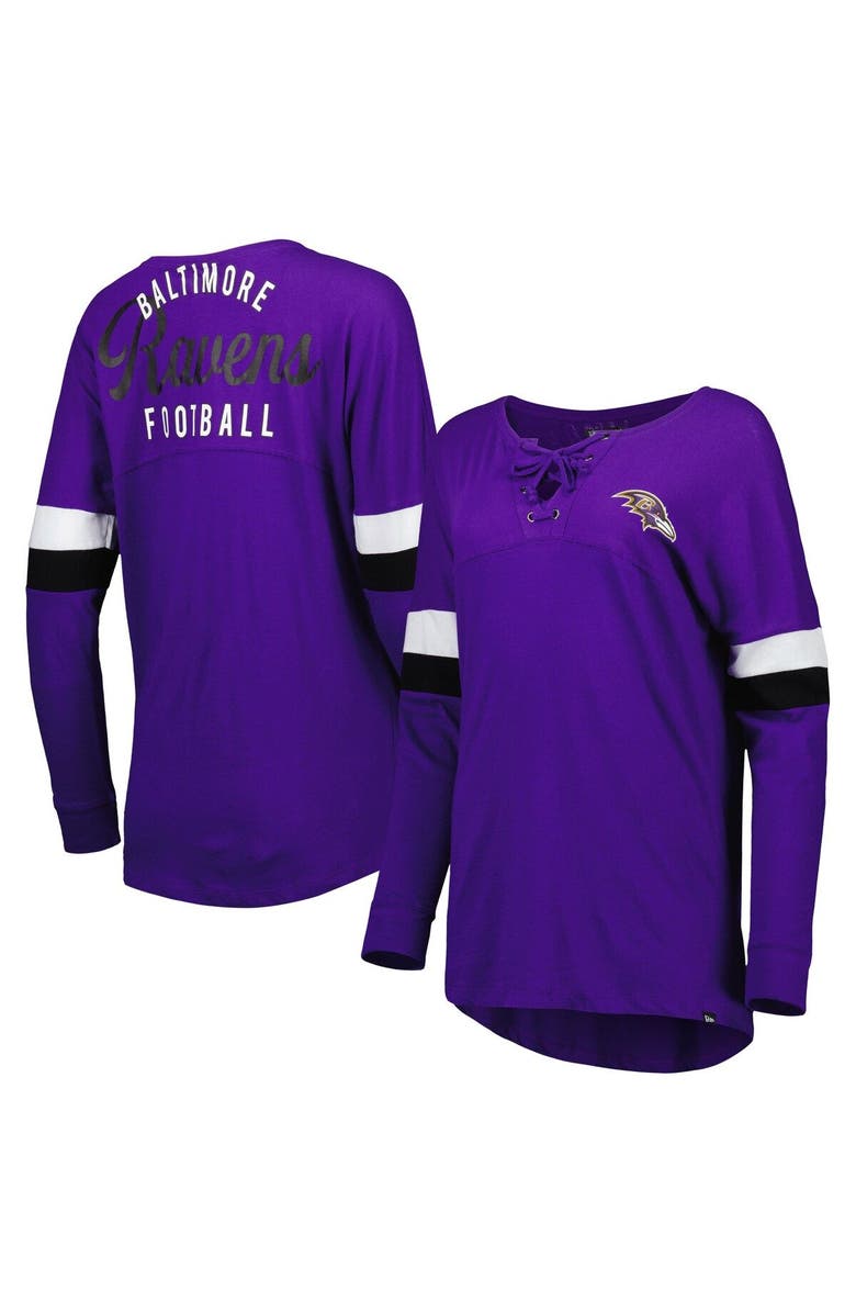 New Era Women's New Era Purple Baltimore Ravens Athletic Varsity Lightweight Lace-Up Long Sleeve T-Shirt, Main, color, Purple