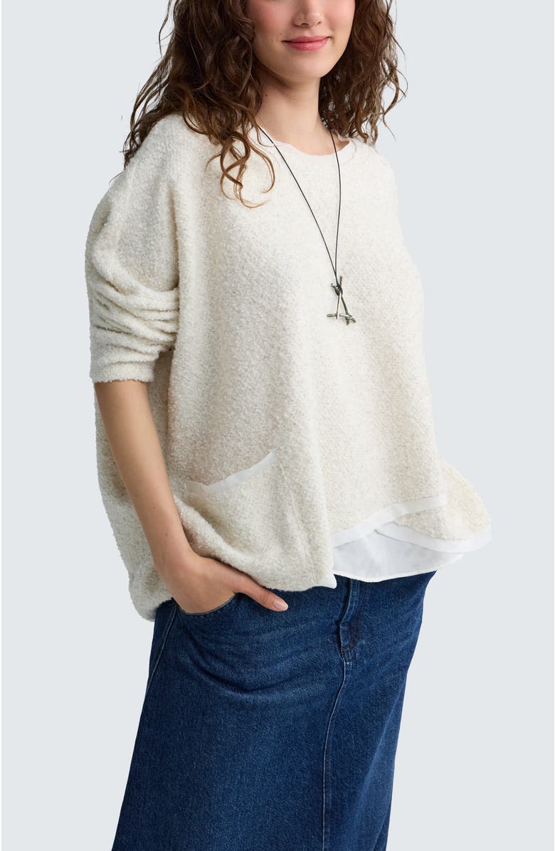 LUUKAA Dakota Textured Hemp & Cotton Blouse, Alternate, color, Nature