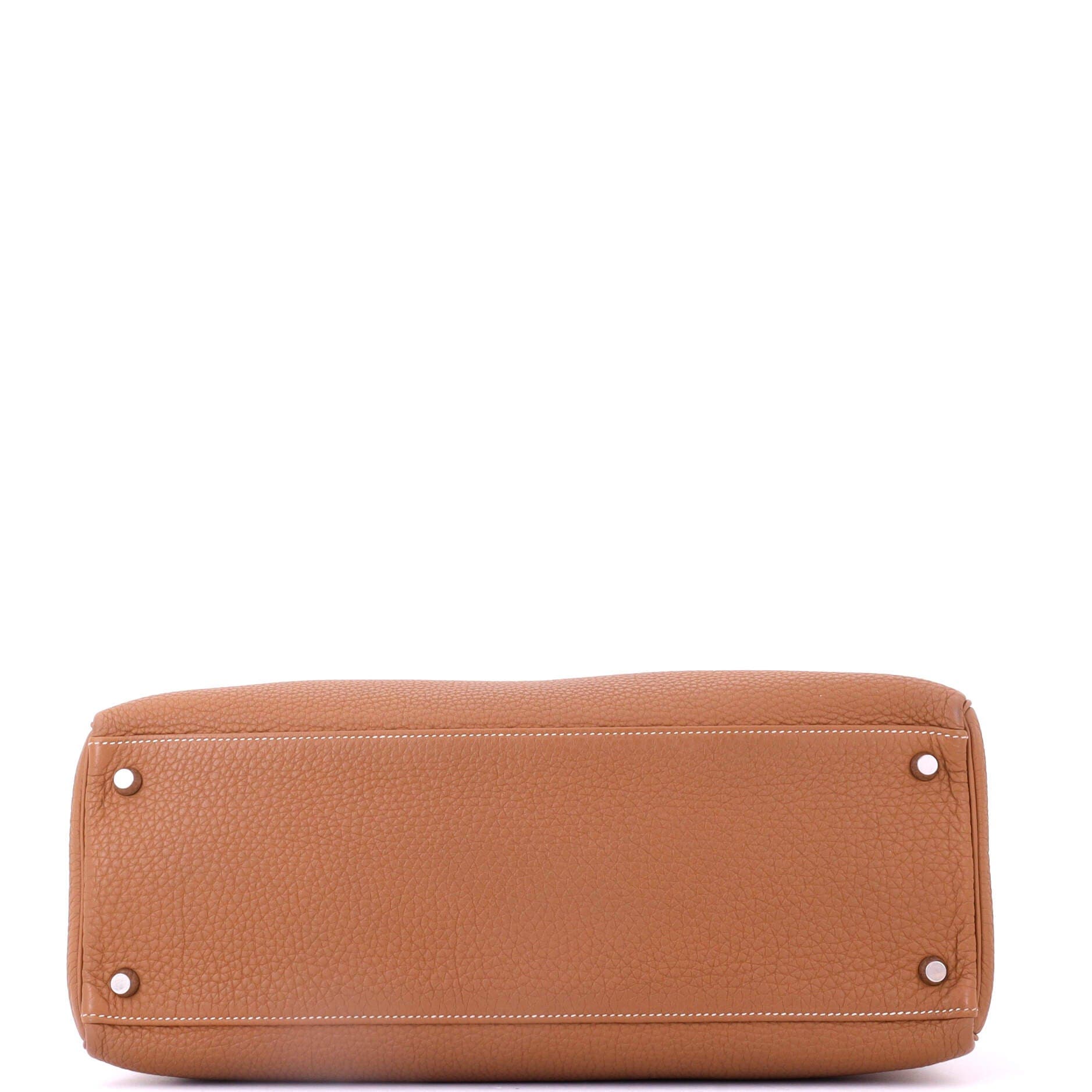 Pre-Owned Hermes Kelly Handbag Brown Togo with Palladium Hardware 35, Alternate, color, Gold