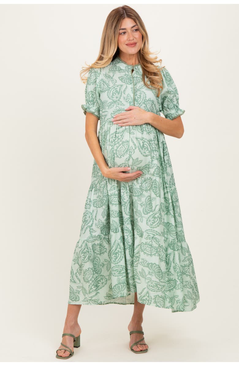 PinkBlush Paisley Print Tiered Midi Dress, Main, color,