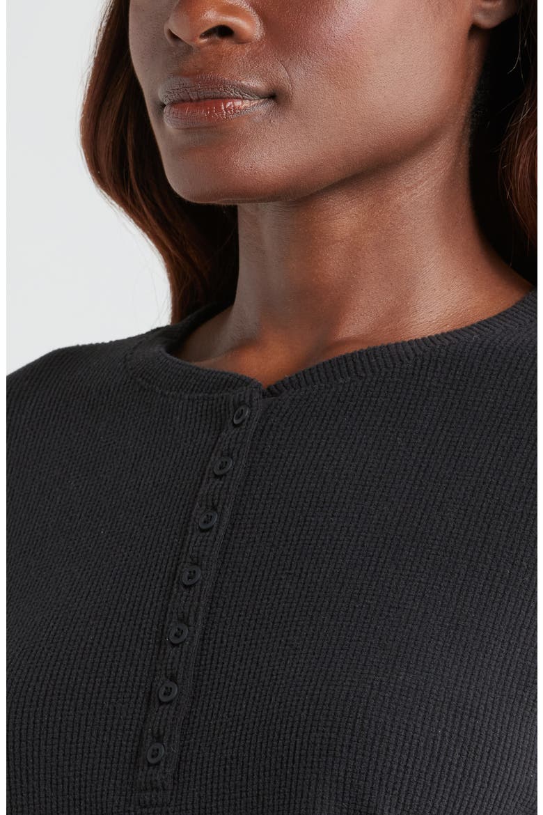 Cozy Rib Henley, Alternate, color, BLACK