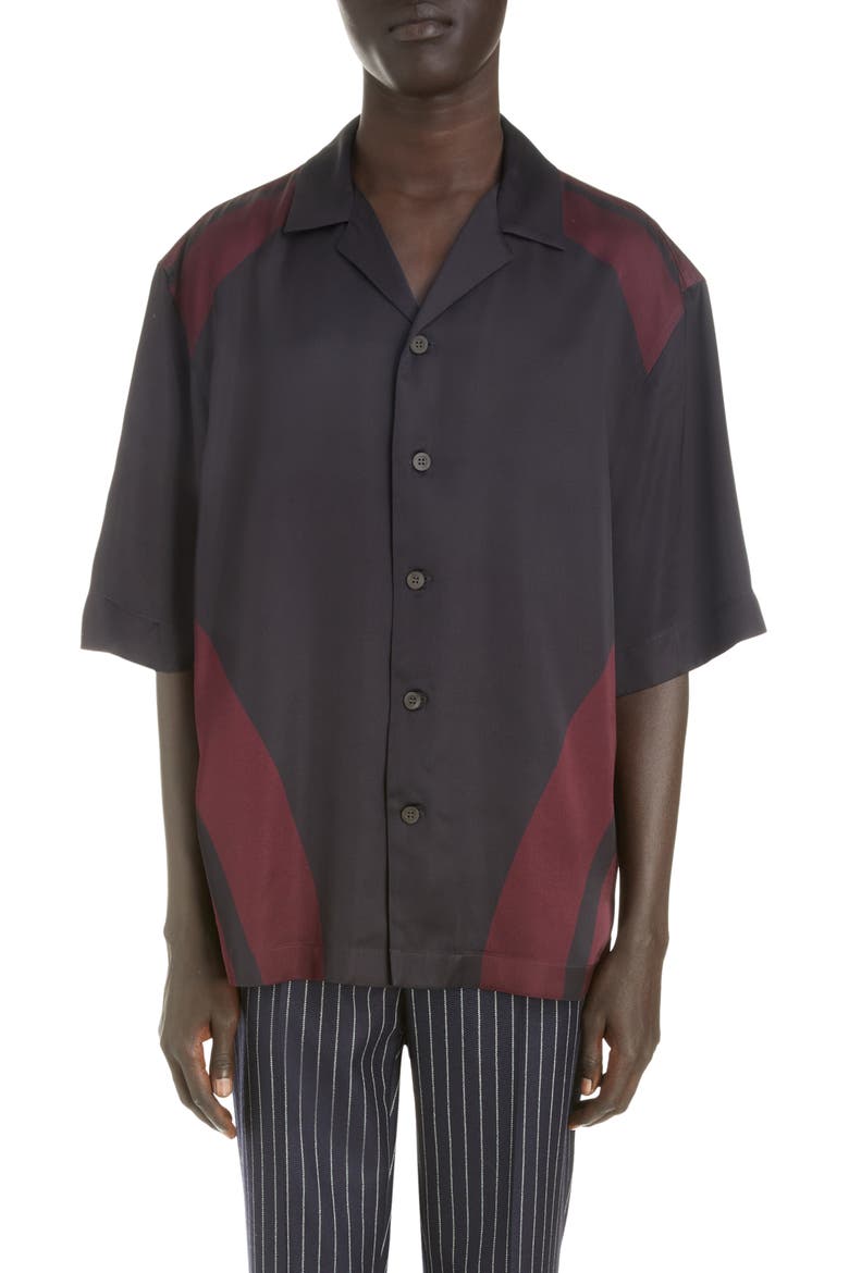 Cassi Floral Print Camp Shirt, Main, color, BLACK