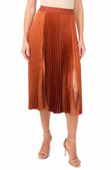 Halogen® Pleated Slit Hem Midi Skirt