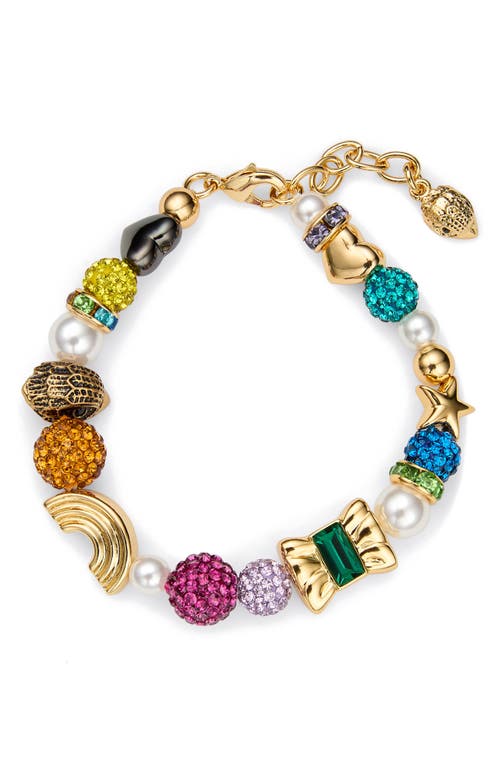Kurt Geiger London Mixed Bead Charm Bracelet In Gold