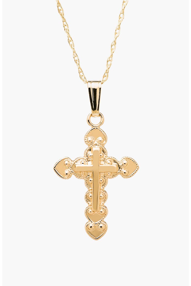 14k Gold Cross Necklace, Main, color, GOLD