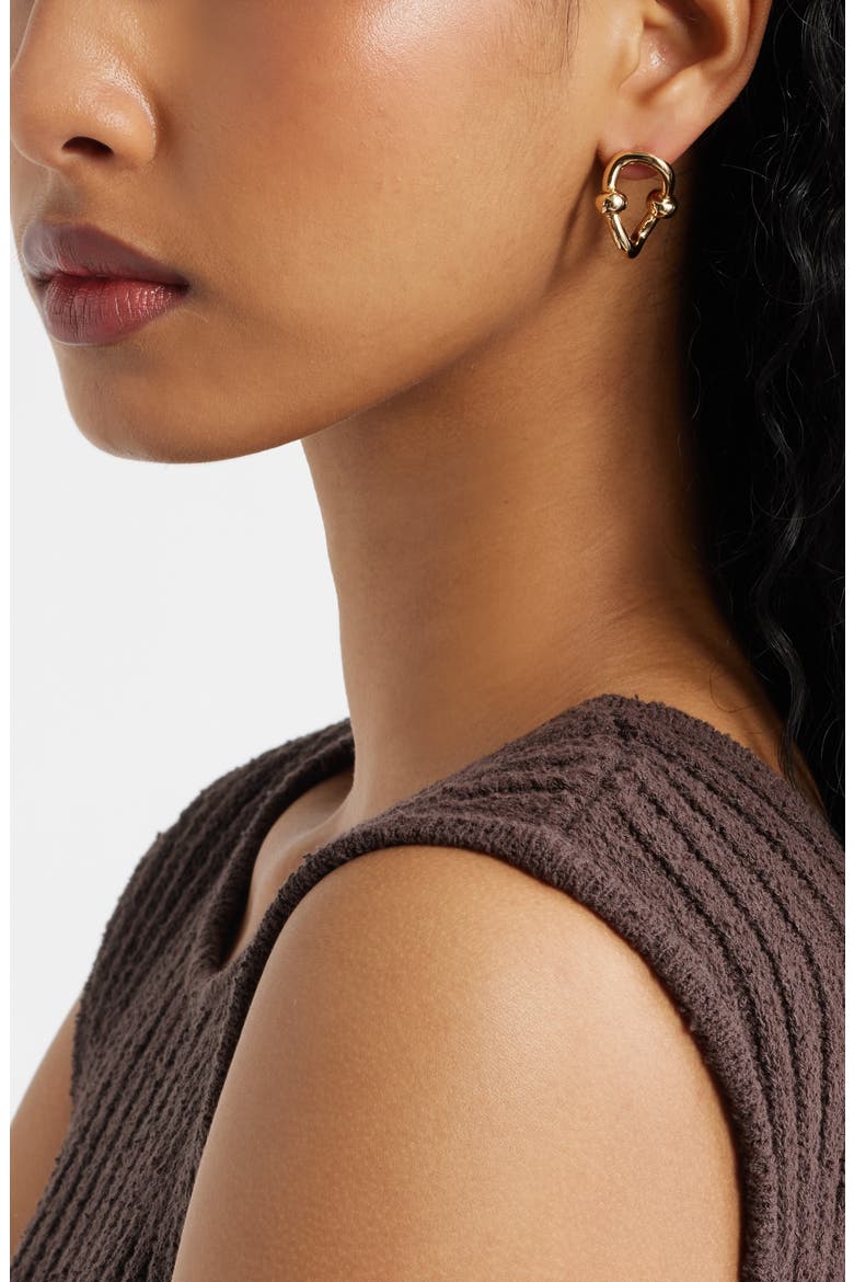 Bead Accent Open Earrings, Alternate, color, GOLD