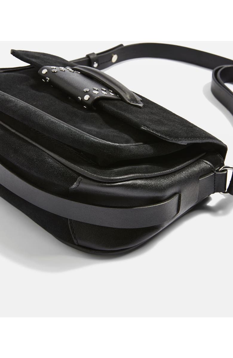 Topshop Premium Leather & Suede Crossbody Bag, Alternate, color,