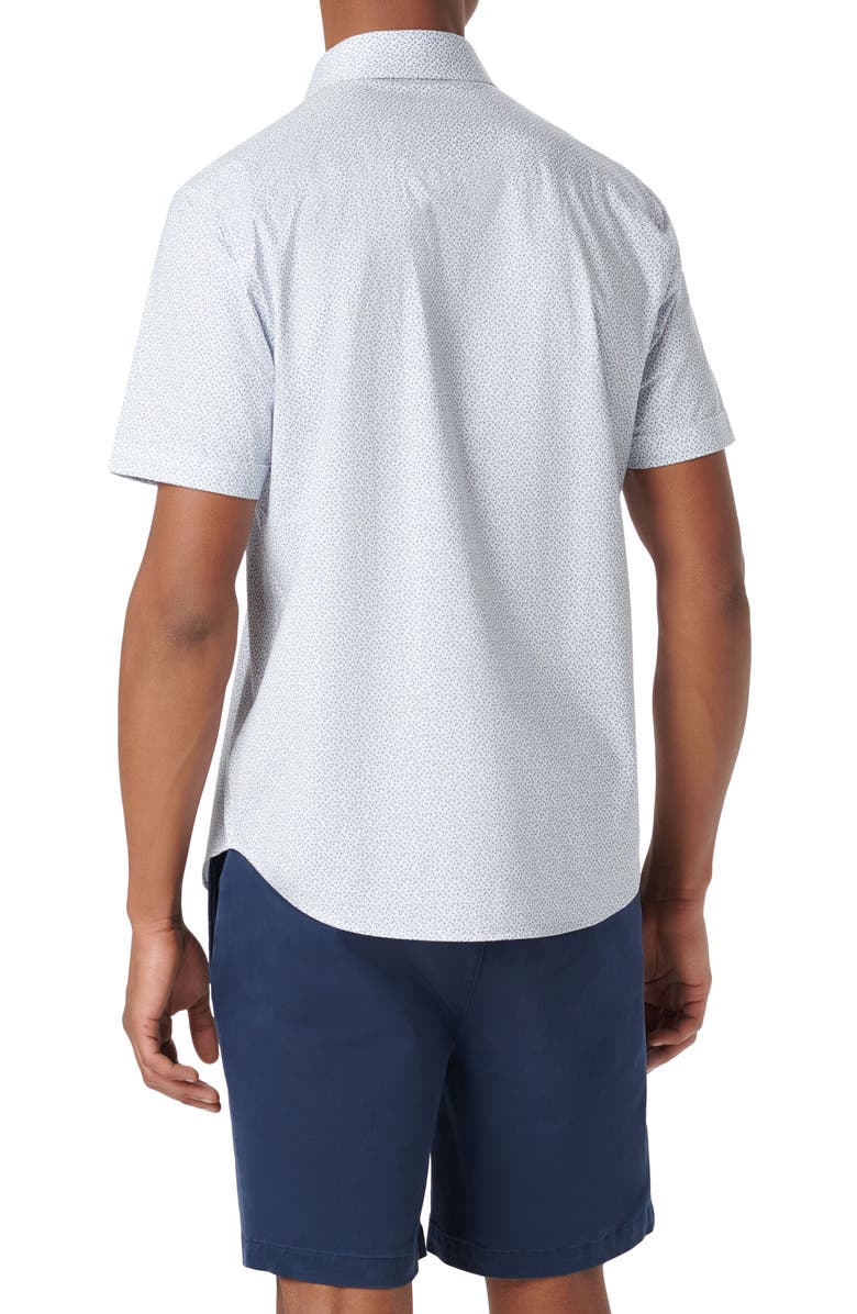 Bugatchi Miles OoohCotton<sup>®</sup> Geo Print Short Sleeve Button-Up Shirt, Alternate, color, Air Blue