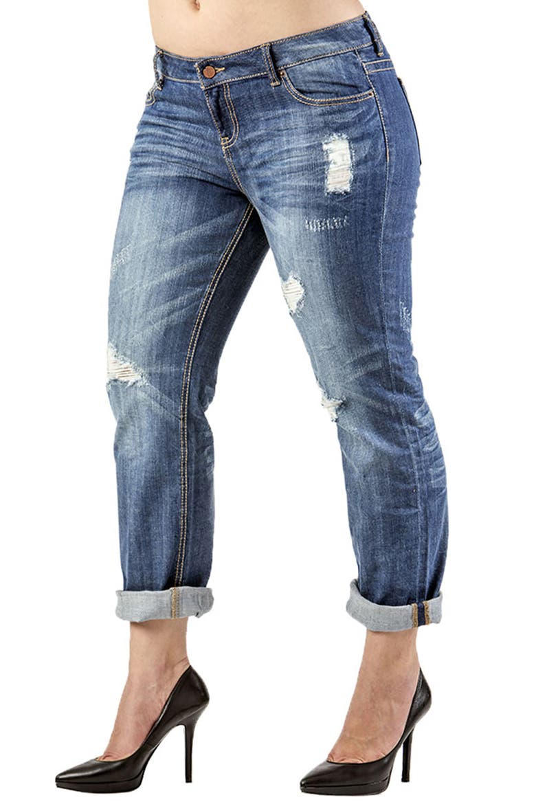 X-Boyfriend Cotton Jeans, Alternate, color, 1961 BARBED