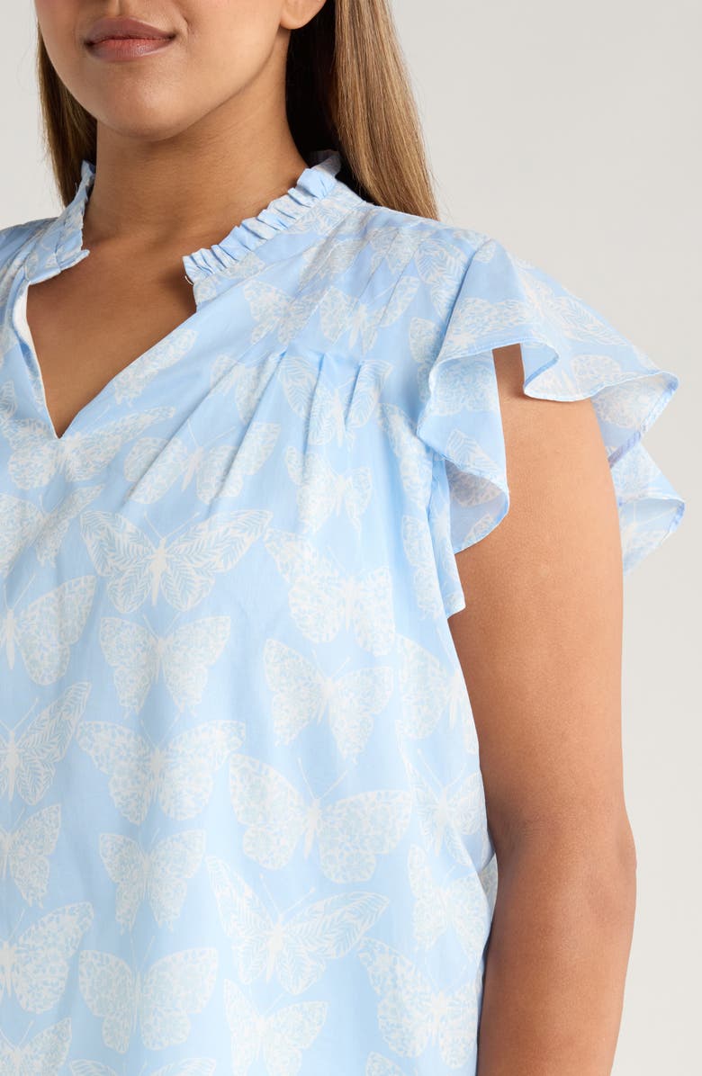 SUGARLIPS Aubry Butterfly CIndi Ruffle Top, Alternate, color, Blue/ White