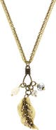 OLIVIA WELLES Leaf & Imitation Pearl Pendant Necklace