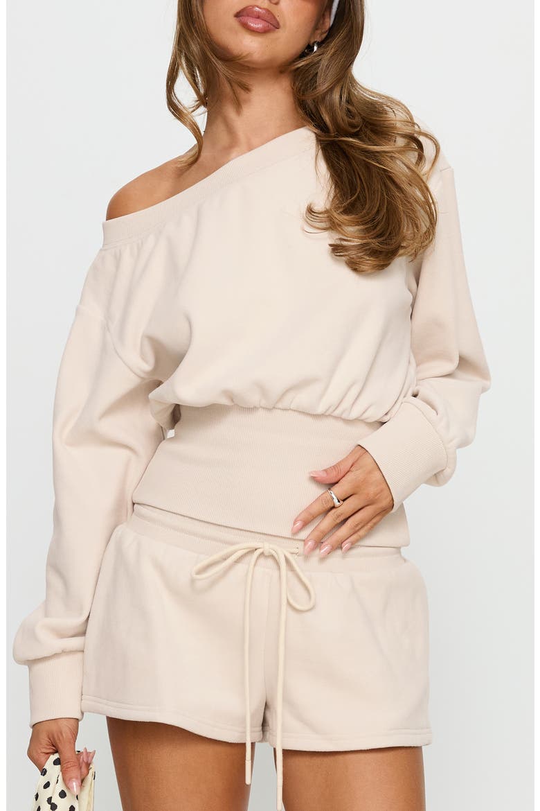 Cassey Off the Shoulder Slouchy Sweatshirt, Main, color, CREAM