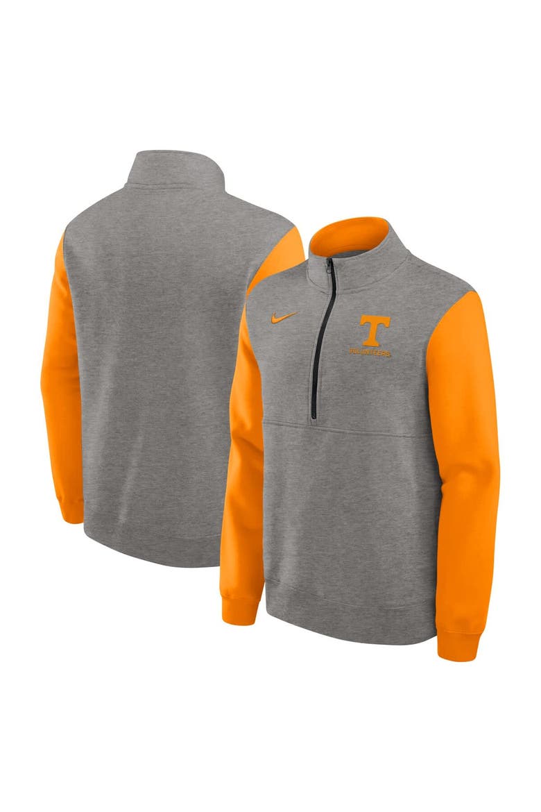 Men's Nike Heather Gray/Tennessee Orange Tennessee Volunteers Club Fleece Half-Zip Pullover, Main, color, Heather Gray