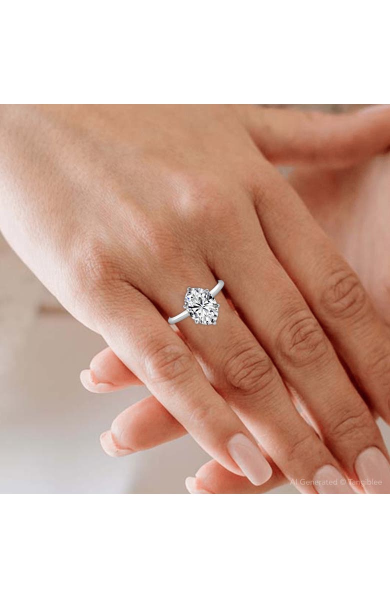 Bliss Diamond 3Ct Certified Platinum Solitaire Oval Lab Grown Diamond Engagement Ring, Alternate, color, 