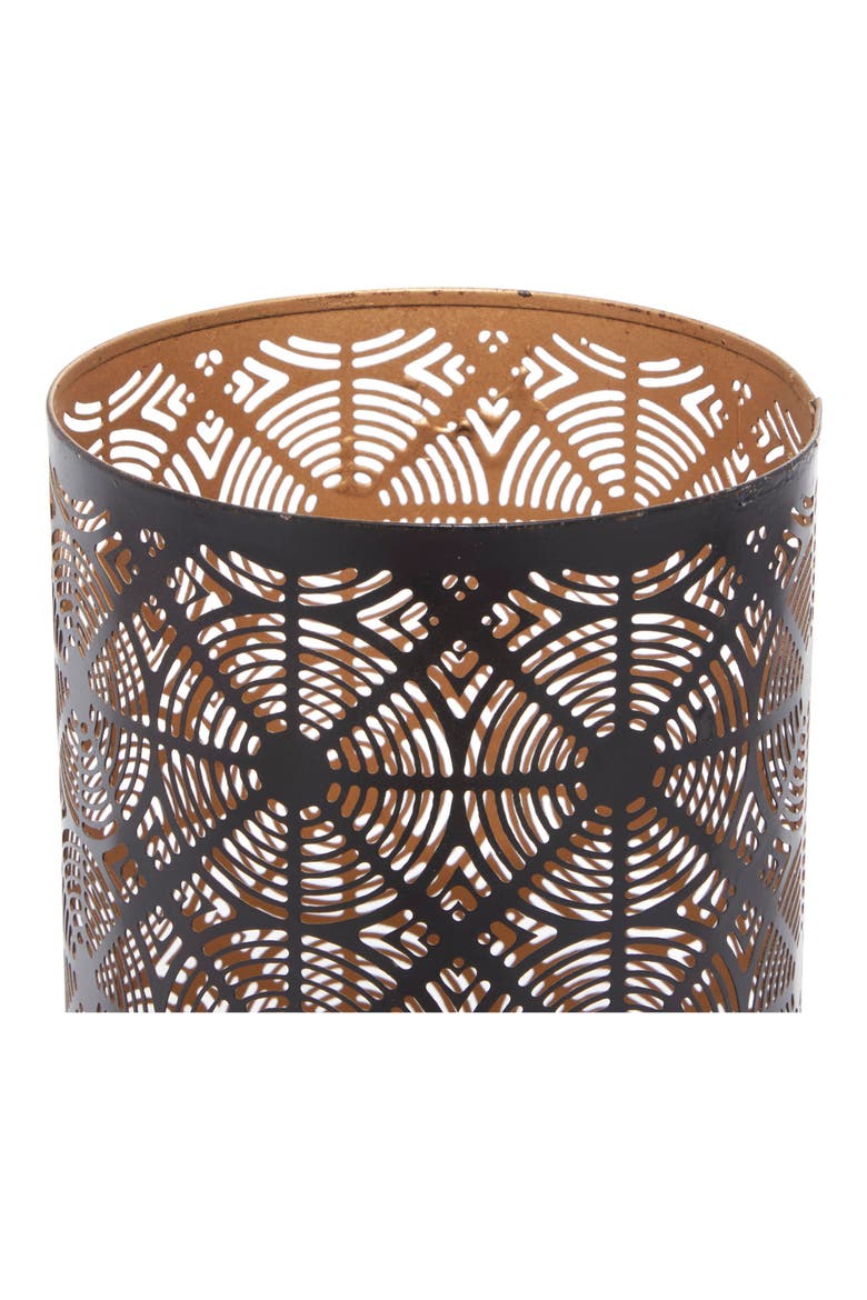 Set of 3 Textured Metal Lantern Candle Holders, Alternate, color, DARK BROWN
