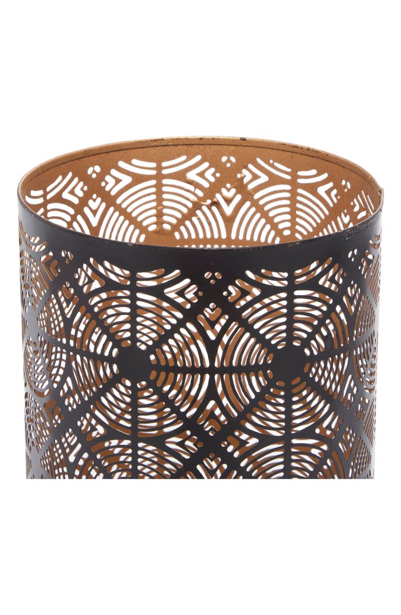 WILLOW ROW Set of 3 Textured Metal Lantern Candle Holders, Alternate, color, Dark Brown