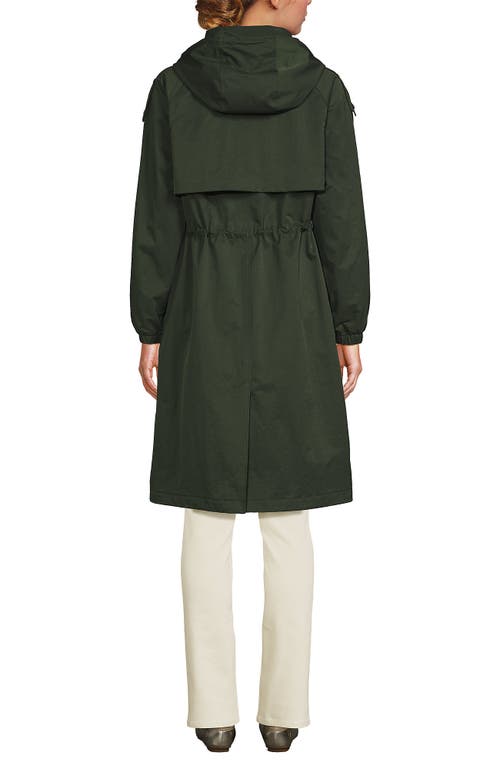Lands' End Crinkle Raincoat In Rich Olive Green