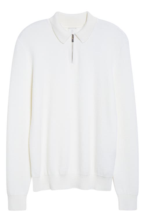 Eleventy Virgin Wool Half Zip Polo Sweater In White