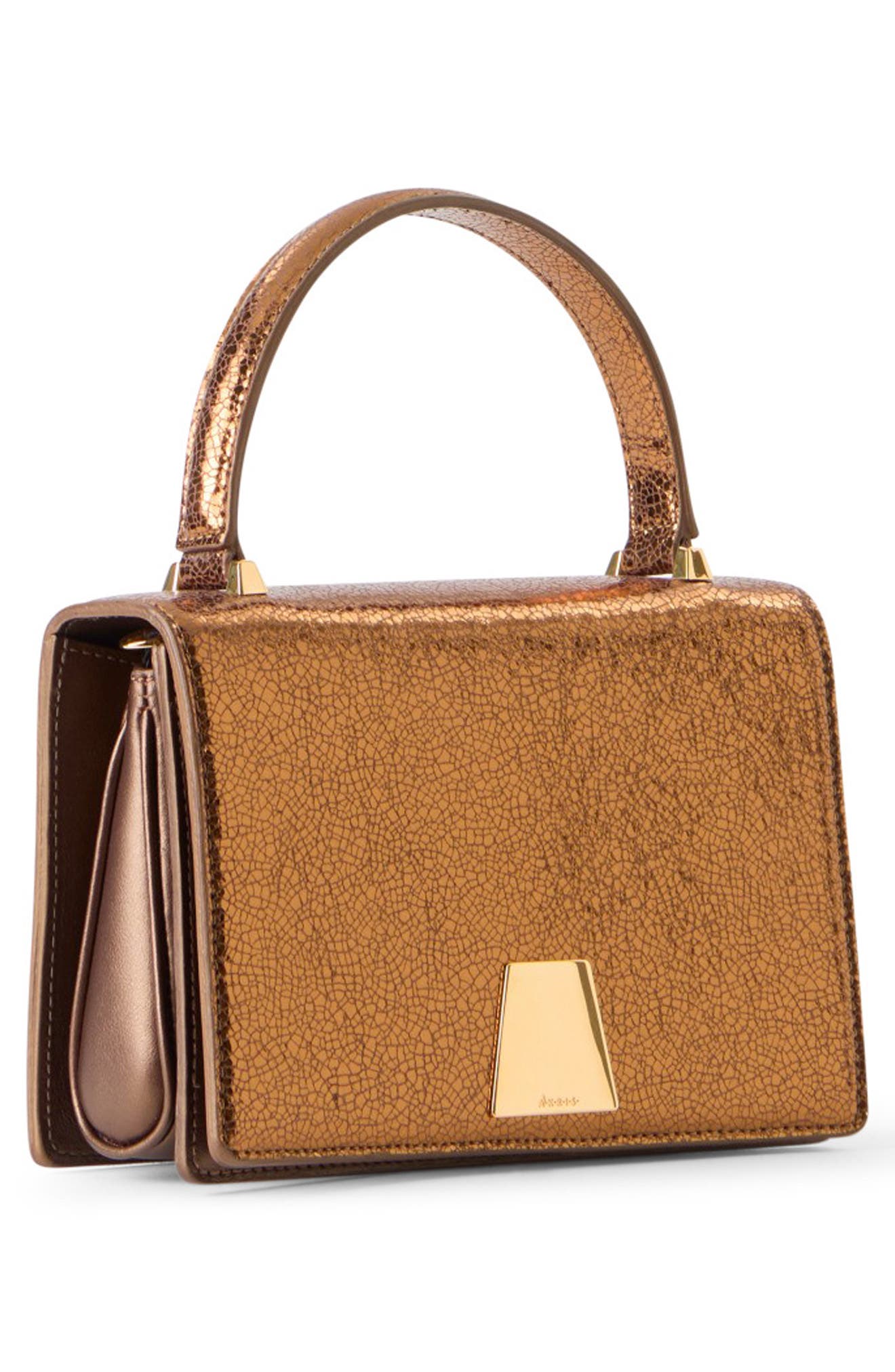 Alice Crinkled Metallic Leather Top Handle Bag, Alternate, color, BRONCEGOLD MET