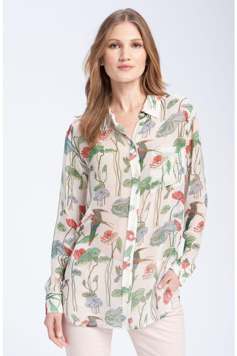 'Daddy' Print Blouse, Main, color, NATURE WHITE MULTI