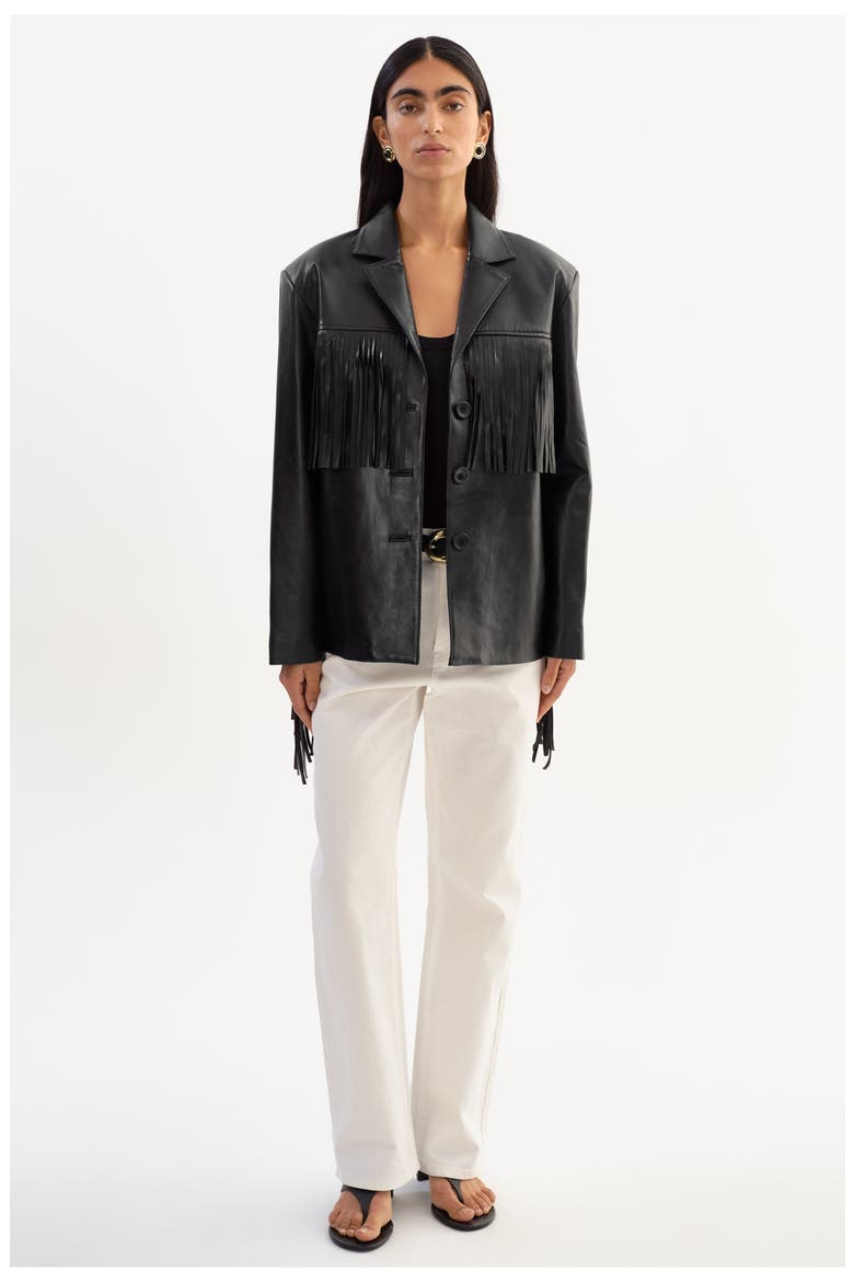 Rianne | Leather Fringe Jacket, Alternate, color, Black