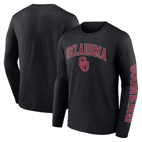 Men's Fanatics Branded Black Oklahoma Sooners Distressed Arch Over Logo Long Sleeve T-Shirt