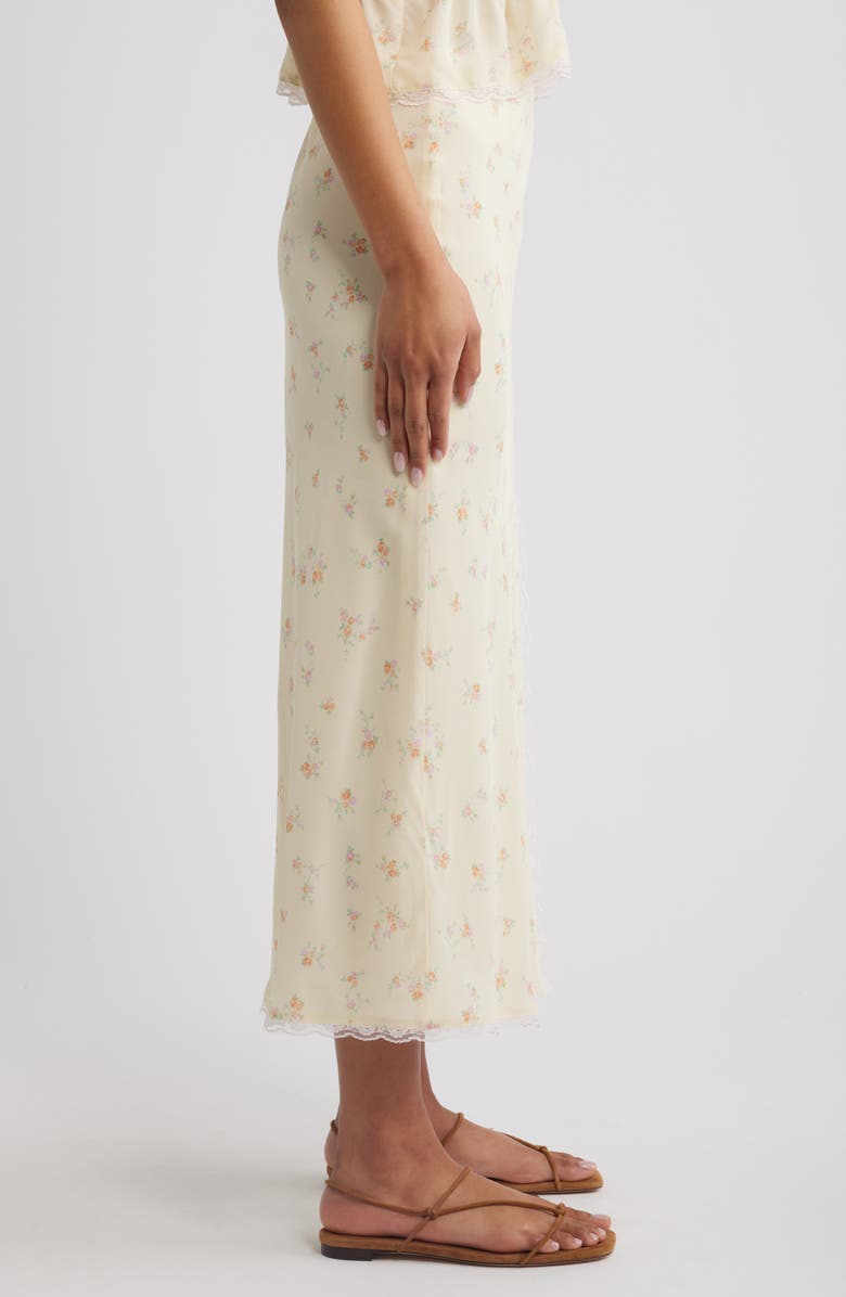 LoveShackFancy Silvia Floral Print Maxi Skirt, Alternate, color, Lemon Haze