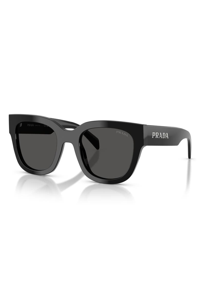 Prada 52mm Square Sunglasses, Alternate, color, Black / Dark Grey