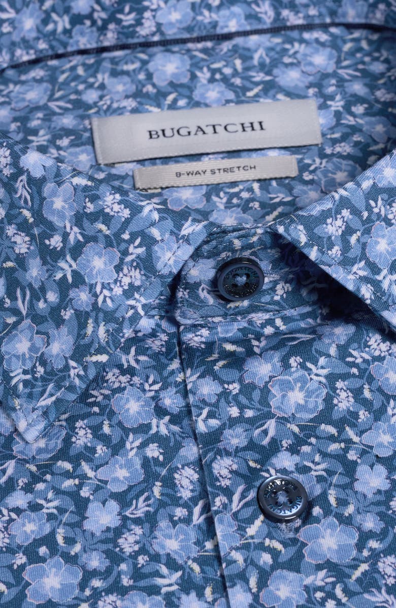 Bugatchi James OoohCotton<sup>®</sup> Floral Print Button-Up Shirt, Alternate, color, Cobalt