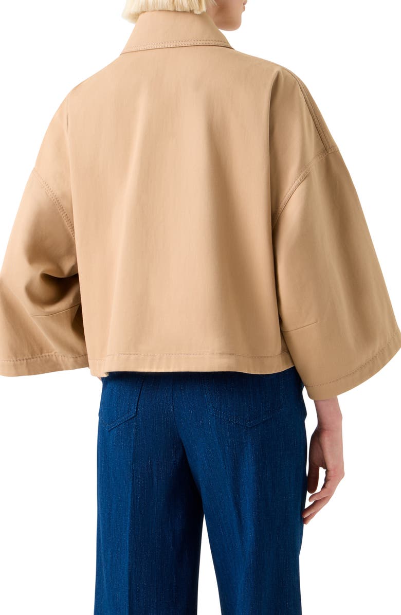 Akris punto Water Repellent Cotton Garbardine Crop Car Coat, Alternate, color, Beige