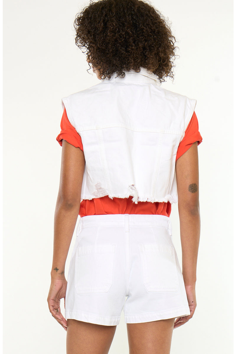 Shay Cropped 90s Denim Vest, Alternate, color, White